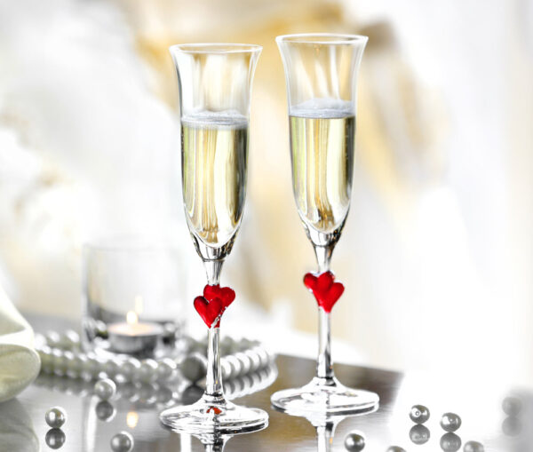 Champagneglas Red Heart 2-pack